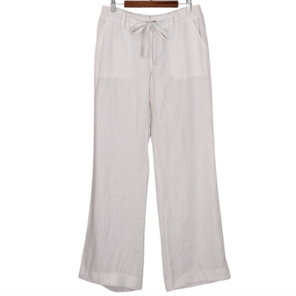 INC International Concepts Beach Linen Comfort Fit Casual Wide-Leg Pants Sz 2